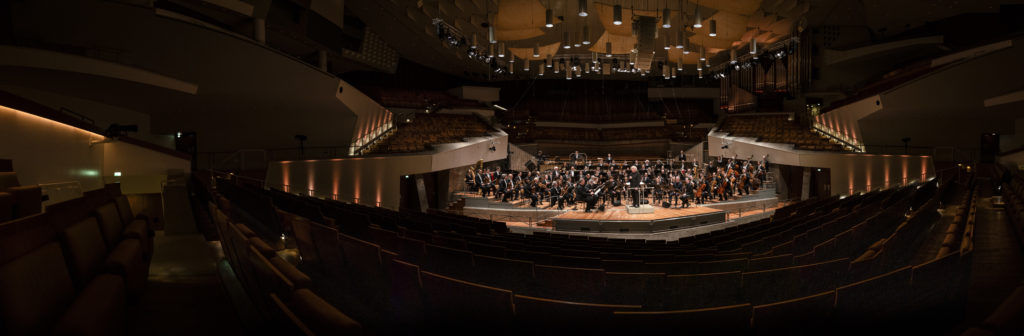 Berlin Philharmonic concert empty hall Philharmonie performance classical conductor orchestra music live