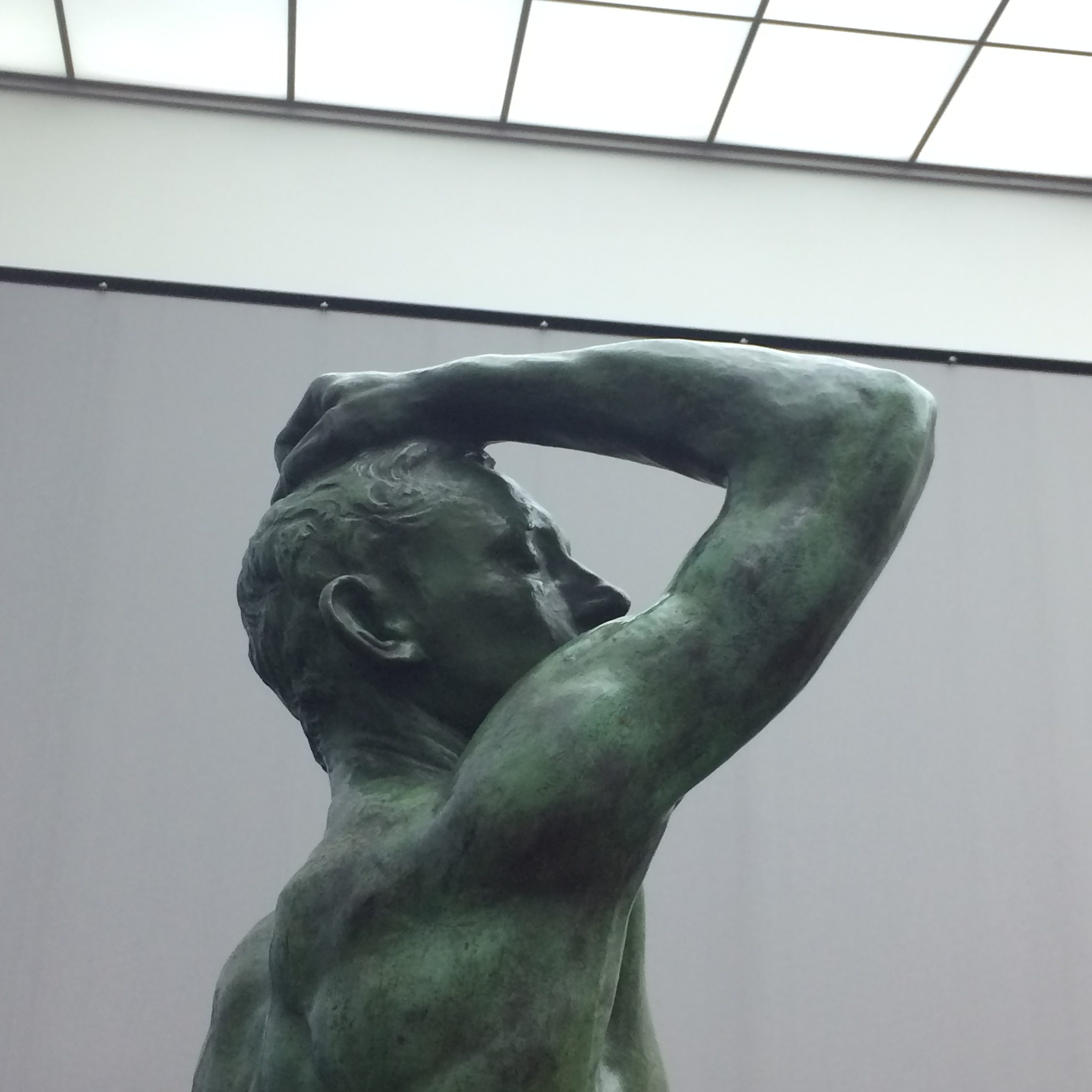 sculpture, Rodin, bronze, man, closeup, art, shoulder, body, bronze