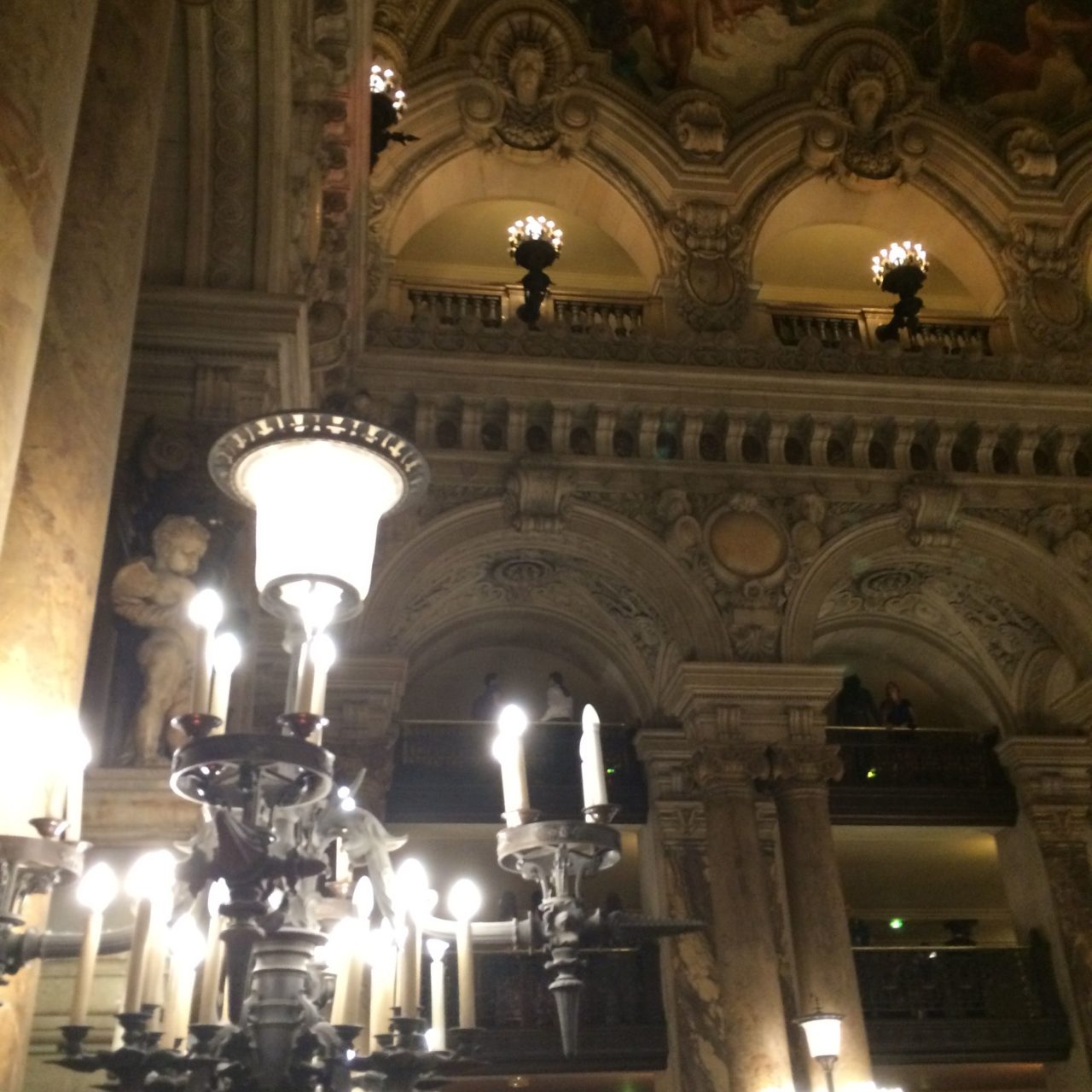 Paris, Garnier, foyer, lights, chandelier, opera, opera house, interior, music, culture, history, Europe, Paris, France, architecture
