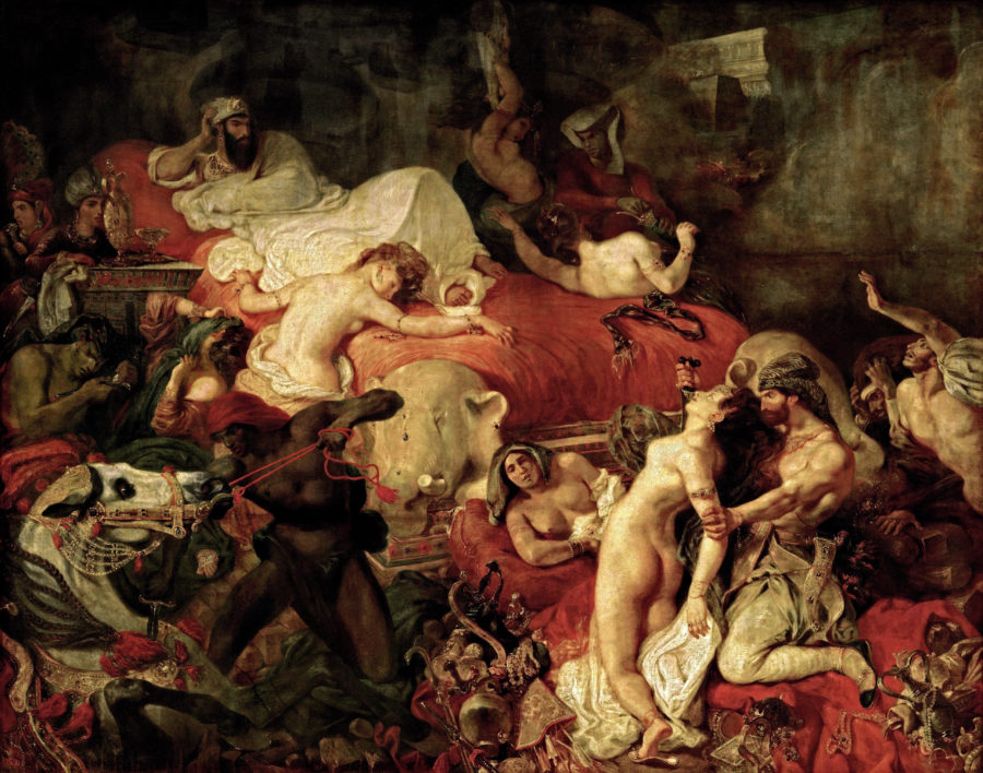 Sardanapalus, death, French, La Mort de Sardanapale, Eugène Delacroix, oil, art, Byron, Liszt, tragedy