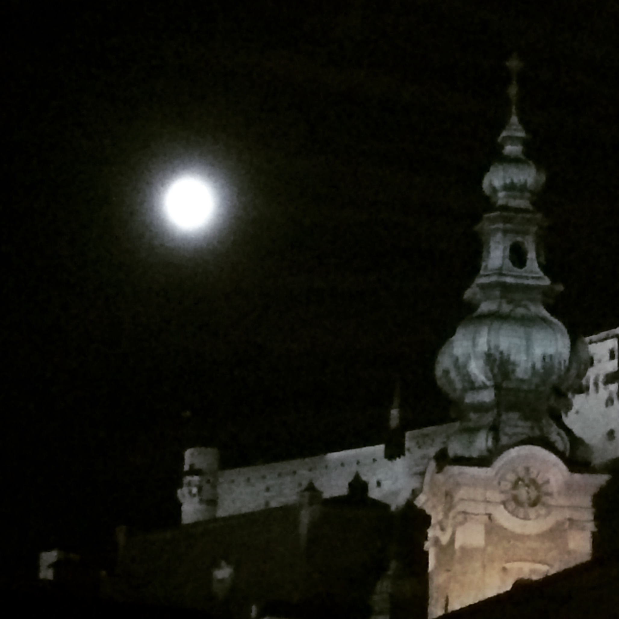 Salzburg, moon, spire, Osterreich, night, dark